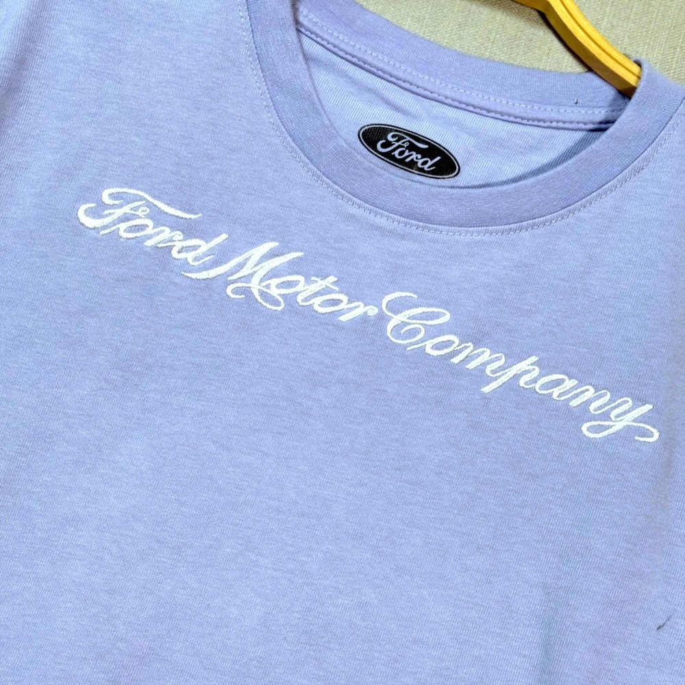Ford Motor Company Script Graphic Tee Light Blue Large Boxy Fit Racing